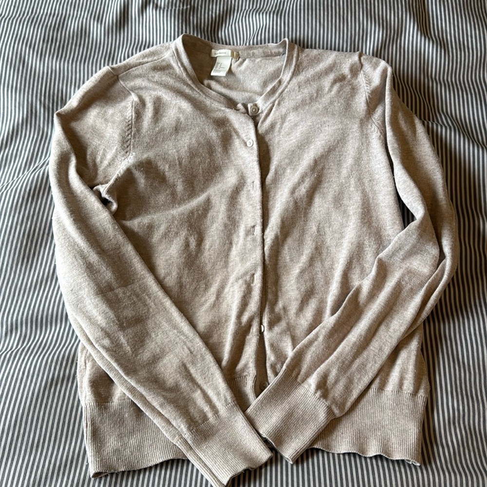 H&M Basic Off-White/Cream Cardigan Sweater Women's M